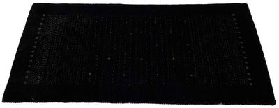 Canvello Hand Made Modern All Black Over Indo Gabbeh Rug - 2'4'' X 4'8'' - Canvello