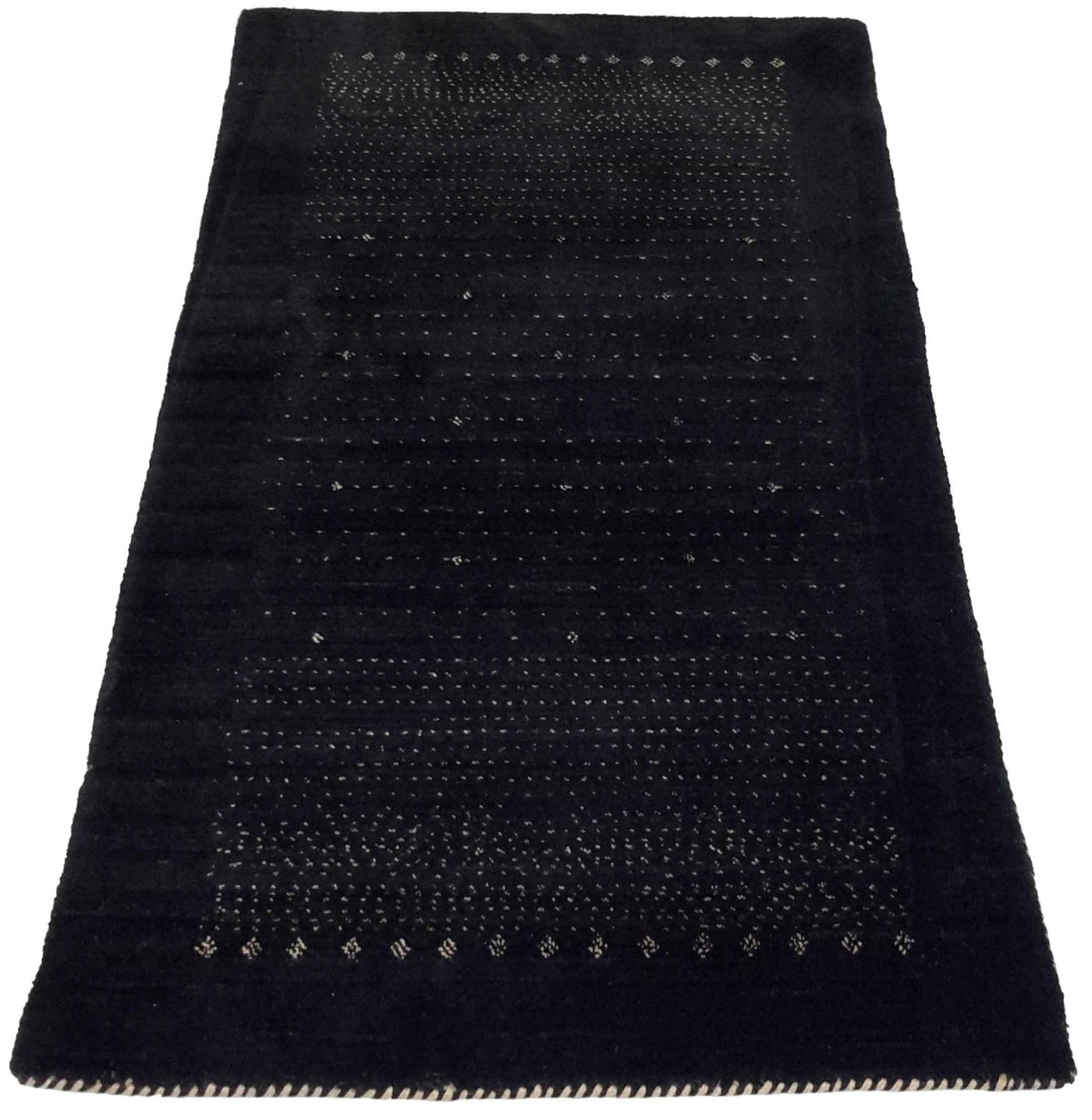 Canvello Hand Made Modern All Black Over Indo Gabbeh Rug - 2'4'' X 4'8'' - Canvello