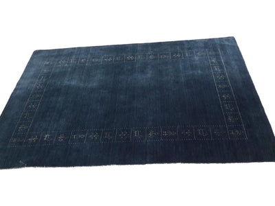 Canvello Hand Made Modern All Over Blue Indo Gabbeh Rug - 4'5'' X 6'7'' - Canvello