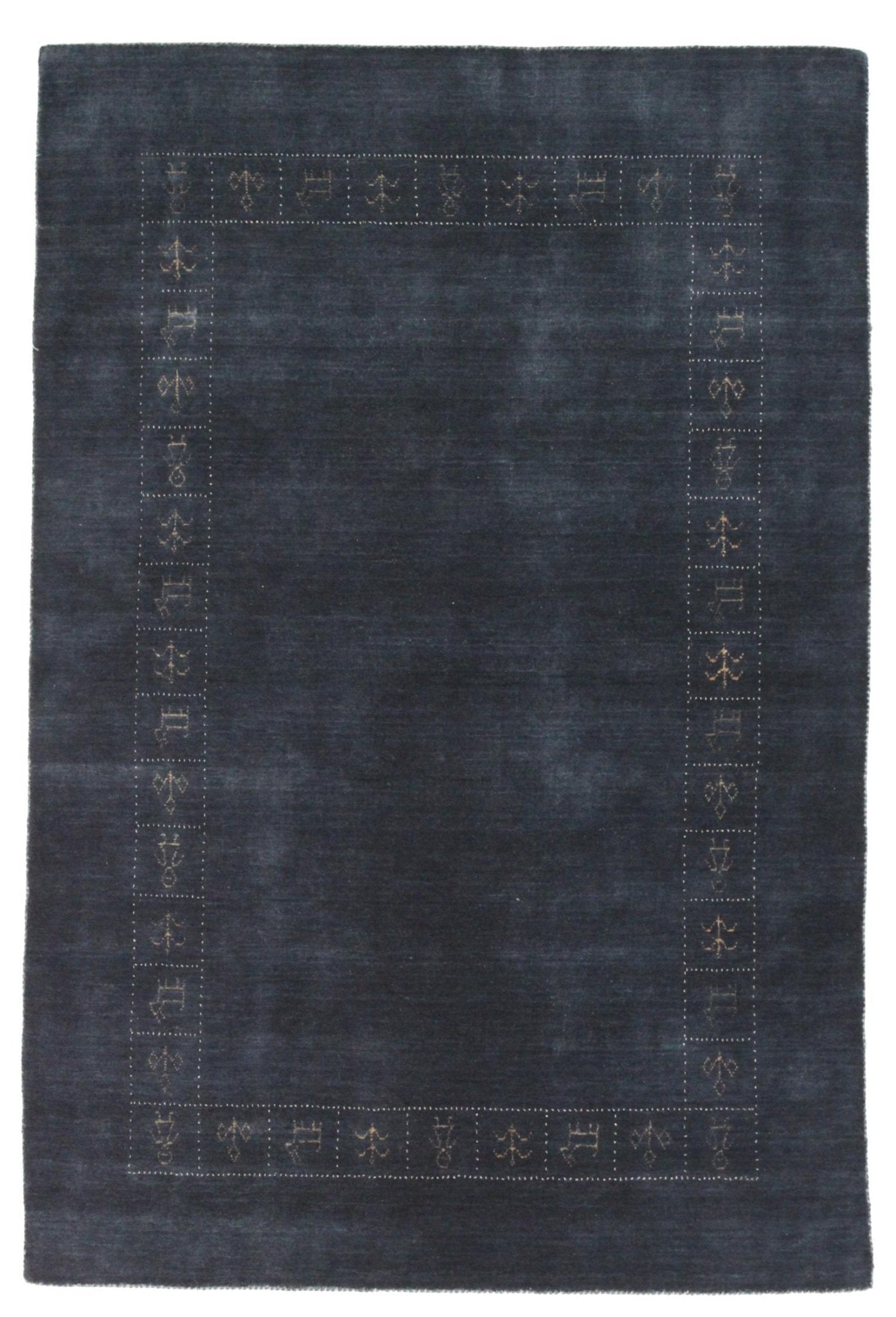 Canvello Hand Made Modern All Over Blue Indo Gabbeh Rug - 4'5'' X 6'7'' - Canvello