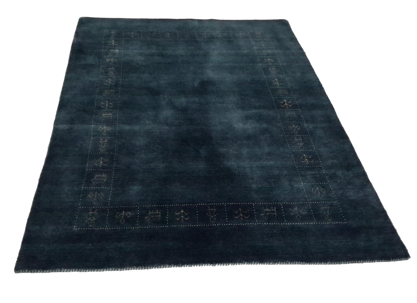 Canvello Hand Made Modern All Over Blue Indo Gabbeh Rug - 4'5'' X 6'7'' - Canvello