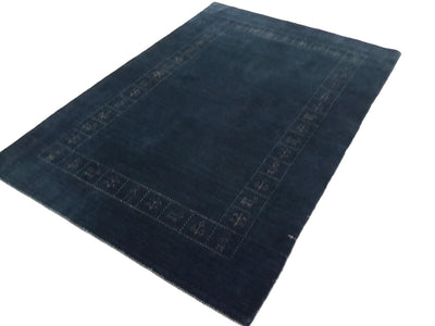 Canvello Hand Made Modern All Over Blue Indo Gabbeh Rug - 4'5'' X 6'7'' - Canvello