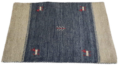 Canvello Hand Made Modern All Over Indo Gabbeh Rug - 2'0'' X 2'10'' - Canvello