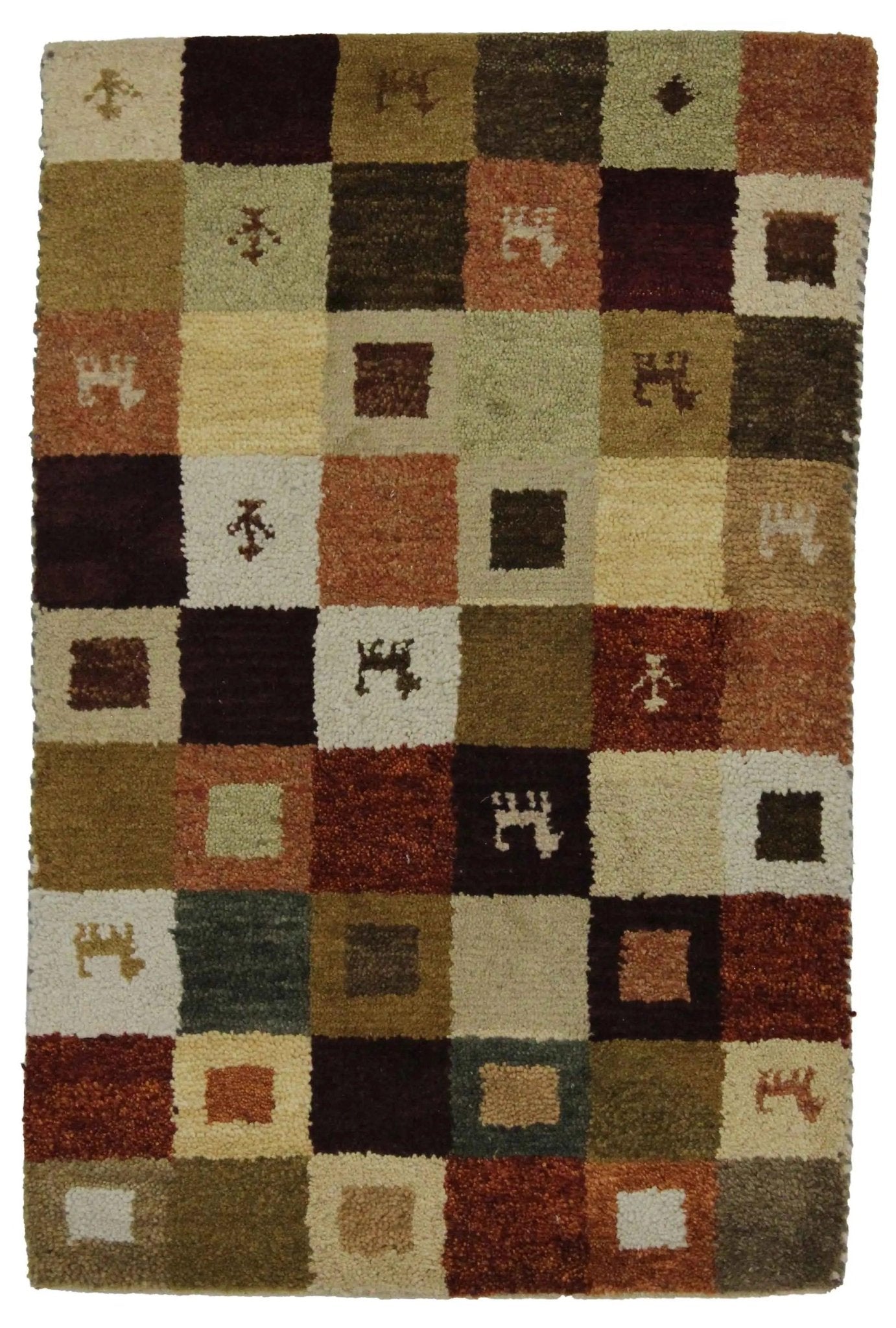 Canvello Hand Made Modern All Over Indo Gabbeh Rug - 2'0'' X 3'1'' - Canvello