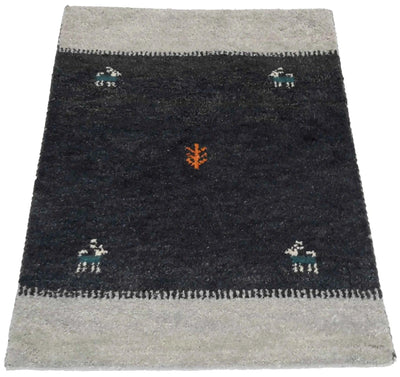 Canvello Hand Made Modern All Over Indo Gabbeh Rug - 2'1'' X 3'0'' - Canvello