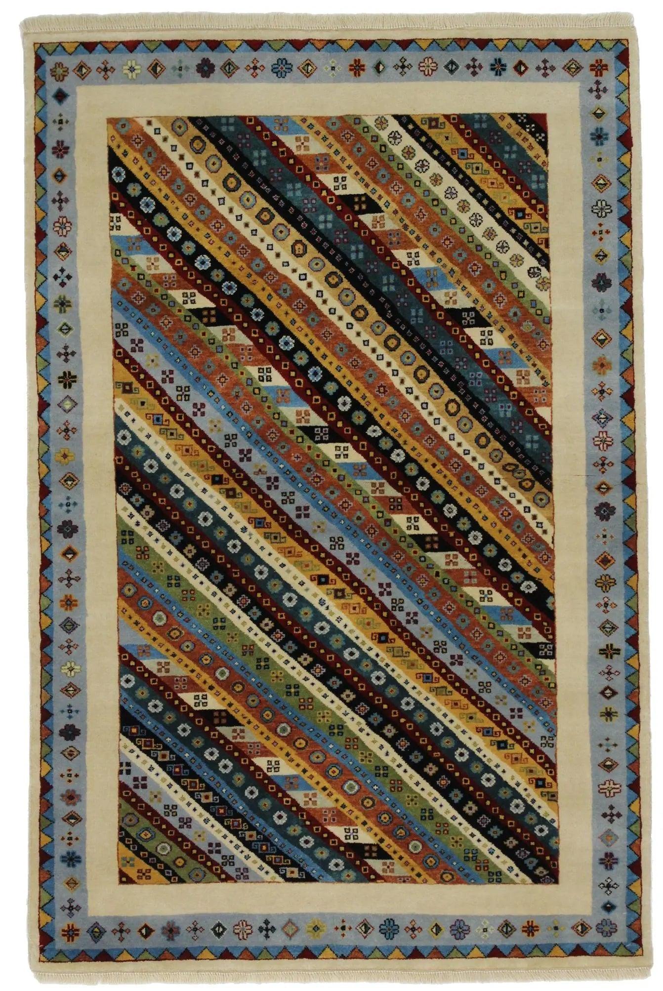 Canvello Hand Made Modern All Over Indo Gabbeh Rug - 3'10'' X 5'11''