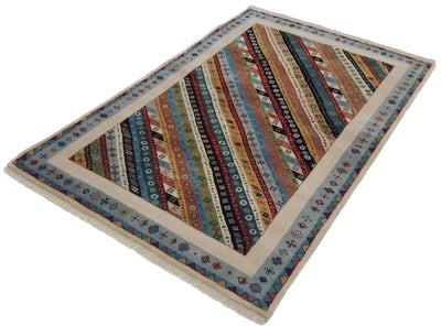 Canvello Hand Made Modern All Over Indo Gabbeh Rug - 3'10'' X 5'11''