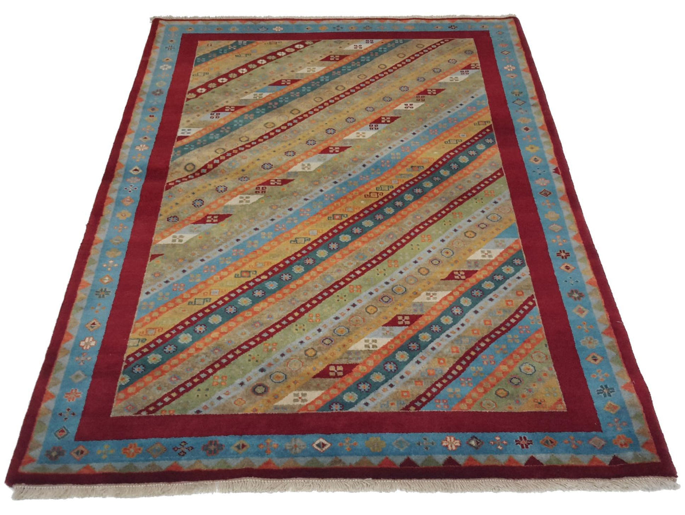 Canvello Hand Made Modern All Over Indo Gabbeh Rug - 3'11'' X 6'0''