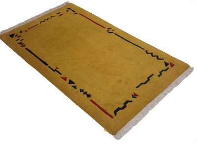 Canvello Hand Made Modern All Over Indo Gabbeh Rug - 3'0'' X 5'0'' - Canvello