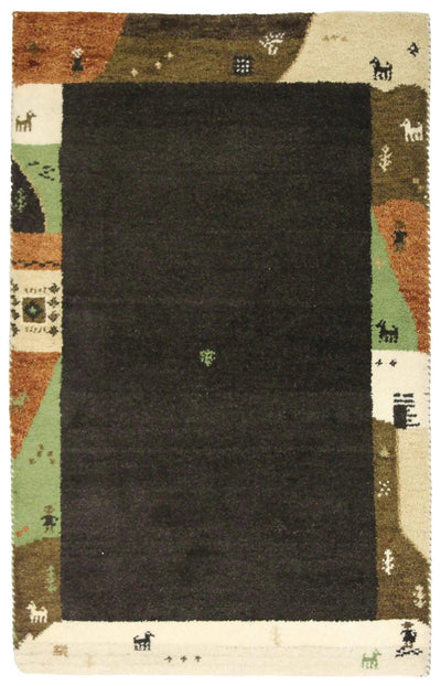 Canvello Hand Made Modern All Over Indo Gabbeh Rug - 3'1'' X 4'11'' - Canvello