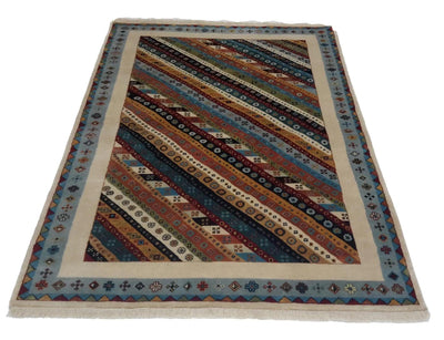 Canvello Hand Made Modern All Over Indo Gabbeh Rug - 3'10'' X 5'11'' - Canvello