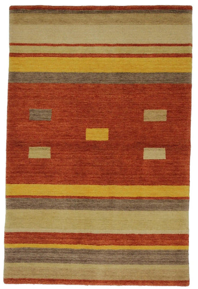 Canvello Hand Made Modern All Over Indo Gabbeh Rug - 3'11'' X 5'11'' - Canvello