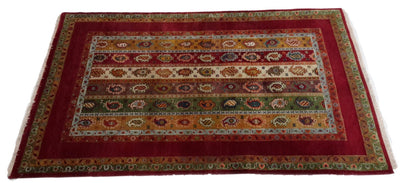 Canvello Hand Made Modern All Over Indo Gabbeh Rug - 3'11'' X 6'0'' - Canvello