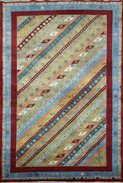 Canvello Hand Made Modern All Over Indo Gabbeh Rug - 3'11'' X 6'0'' - Canvello