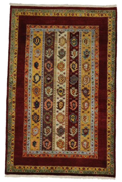 Canvello Hand Made Modern All Over Indo Gabbeh Rug - 3'11'' X 6'11'' - Canvello