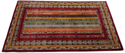 Canvello Hand Made Modern All Over Indo Gabbeh Rug - 3'2'' X 5'2'' - Canvello