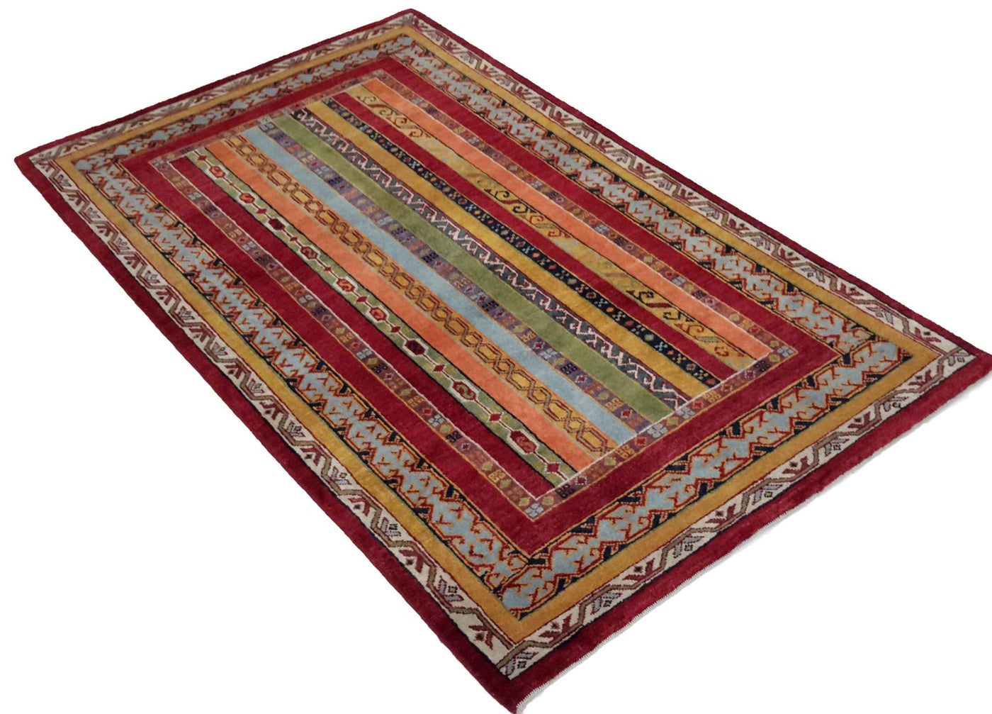 Canvello Hand Made Modern All Over Indo Gabbeh Rug - 3'2'' X 5'2'' - Canvello