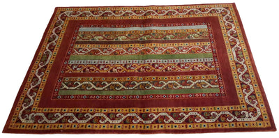 Canvello Hand Made Modern All Over Indo Gabbeh Rug - 4'0'' X 5'0'' - Canvello