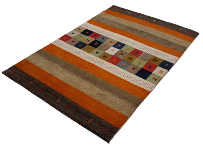 Canvello Hand Made Modern All Over Indo Gabbeh Rug - 4'0'' X 5'11'' - Canvello