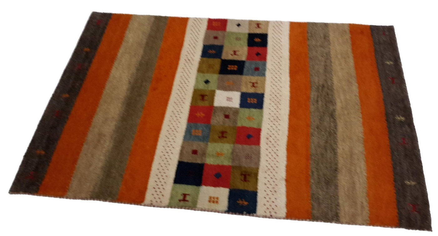 Canvello Hand Made Modern All Over Indo Gabbeh Rug - 4'0'' X 5'11'' - Canvello