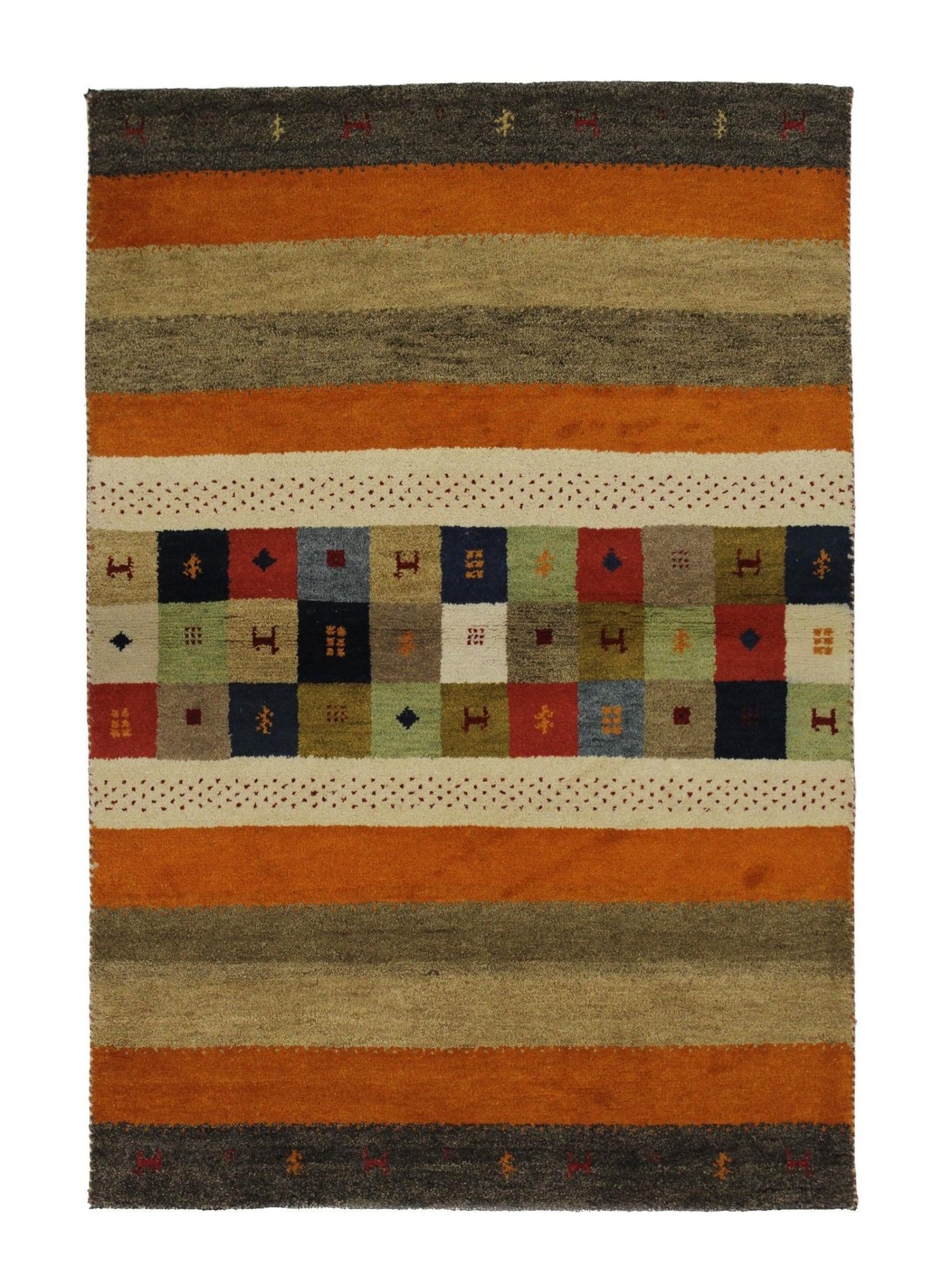 Canvello Hand Made Modern All Over Indo Gabbeh Rug - 4'0'' X 5'11'' - Canvello