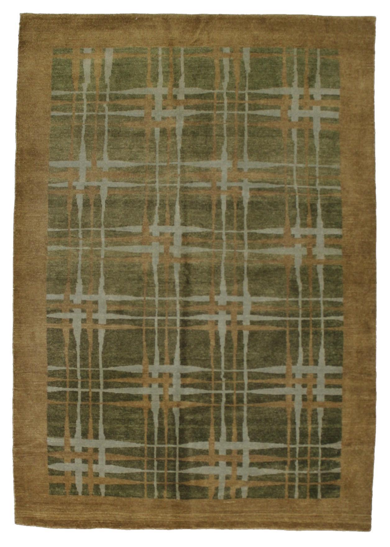 Canvello Hand Made Modern All Over Indo Gabbeh Rug - 4'7'' X 6'6'' - Canvello