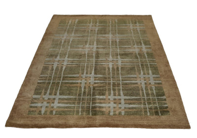 Canvello Hand Made Modern All Over Indo Gabbeh Rug - 4'7'' X 6'6'' - Canvello