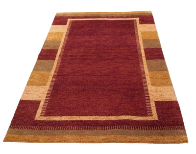 Canvello Hand Made Modern All Over Indo Gabbeh Rug - 4'7'' X 6'8'' - Canvello