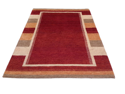 Canvello Hand Made Modern All Over Indo Gabbeh Rug - 4'8'' X 6'7'' - Canvello