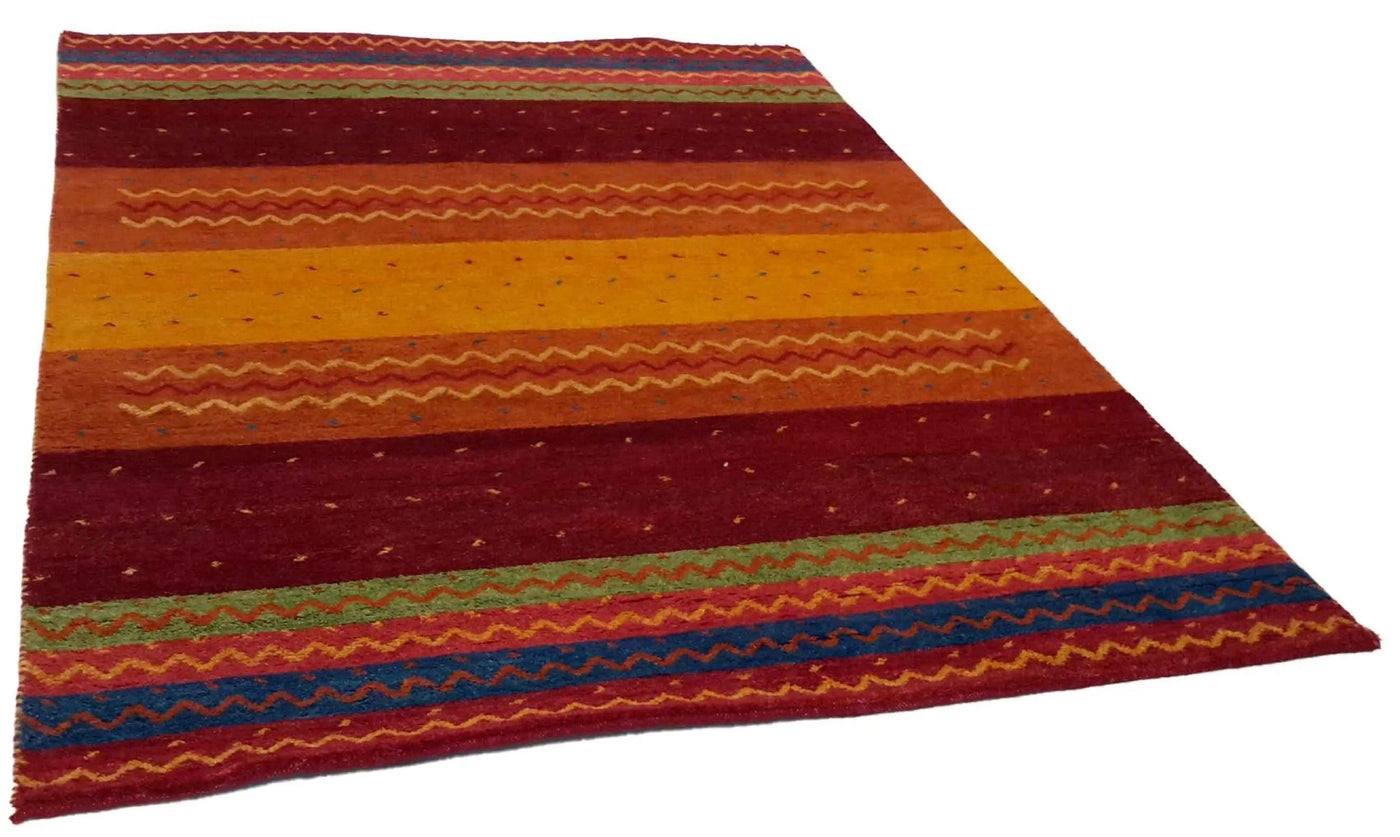 Canvello Hand Made Modern All Over Indo Gabbeh Rug - 5'5'' X 7'10'' - Canvello