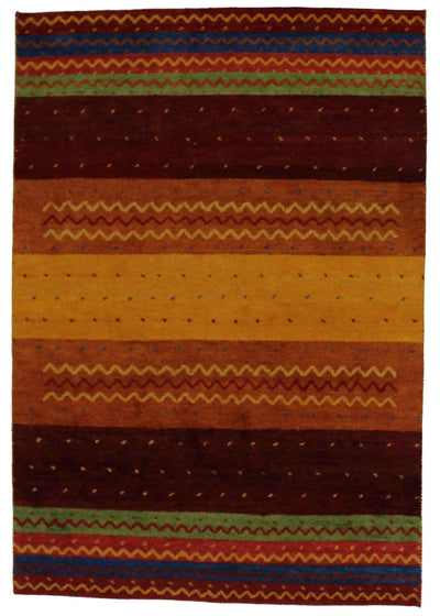 Canvello Hand Made Modern All Over Indo Gabbeh Rug - 5'5'' X 7'10'' - Canvello