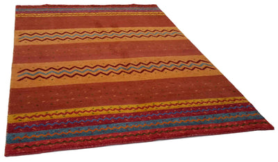 Canvello Hand Made Modern All Over Indo Gabbeh Rug - 5'6'' X 8'0'' - Canvello