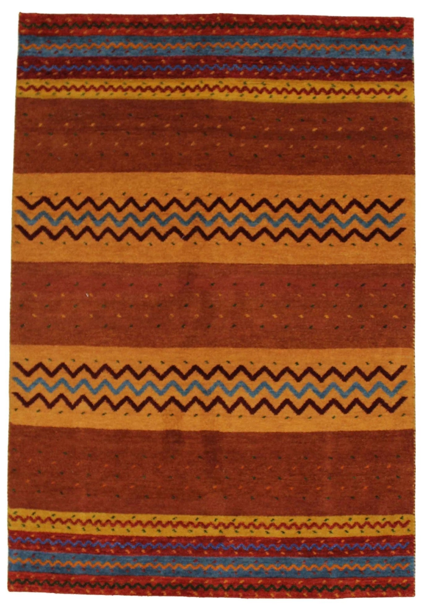 Canvello Hand Made Modern All Over Indo Gabbeh Rug - 5'6'' X 8'0'' - Canvello