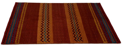 Canvello Hand Made Modern All Over Indo Gabbeh Rug - 5'6'' X 8'0'' - Canvello