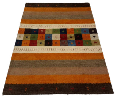 Canvello Hand Made Modern All Over Indo Gabeh Rug - 4'0'' X 5'11'' - Canvello