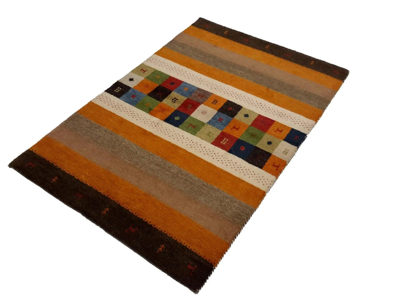 Canvello Hand Made Modern All Over Indo Gabeh Rug - 4'0'' X 5'11'' - Canvello