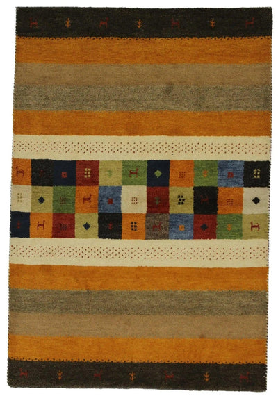 Canvello Hand Made Modern All Over Indo Gabeh Rug - 4'0'' X 5'11'' - Canvello