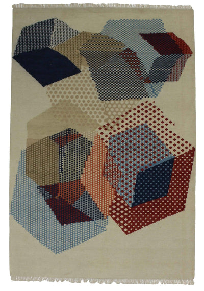 Canvello Hand Made Modern All Over Indo Rug - 6'1'' X 9'0''