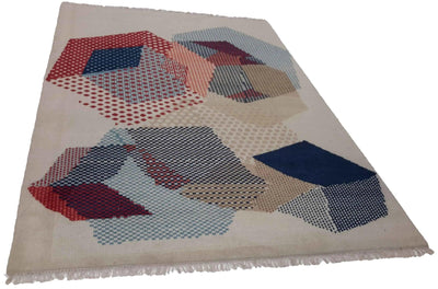 Canvello Hand Made Modern All Over Indo Rug - 6'1'' X 9'0'' - Canvello