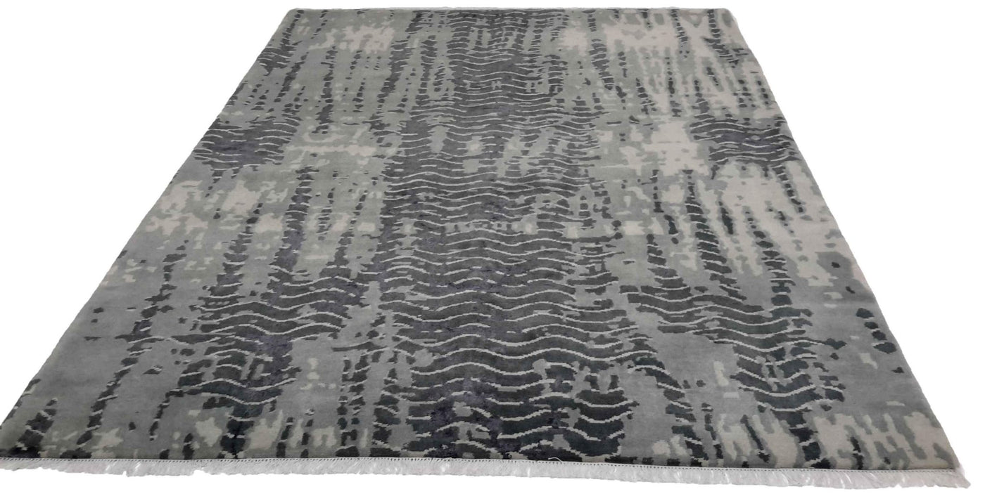 Canvello Hand Made Modern All Over Indo Rug - 6'8'' X 9'8'' - Canvello