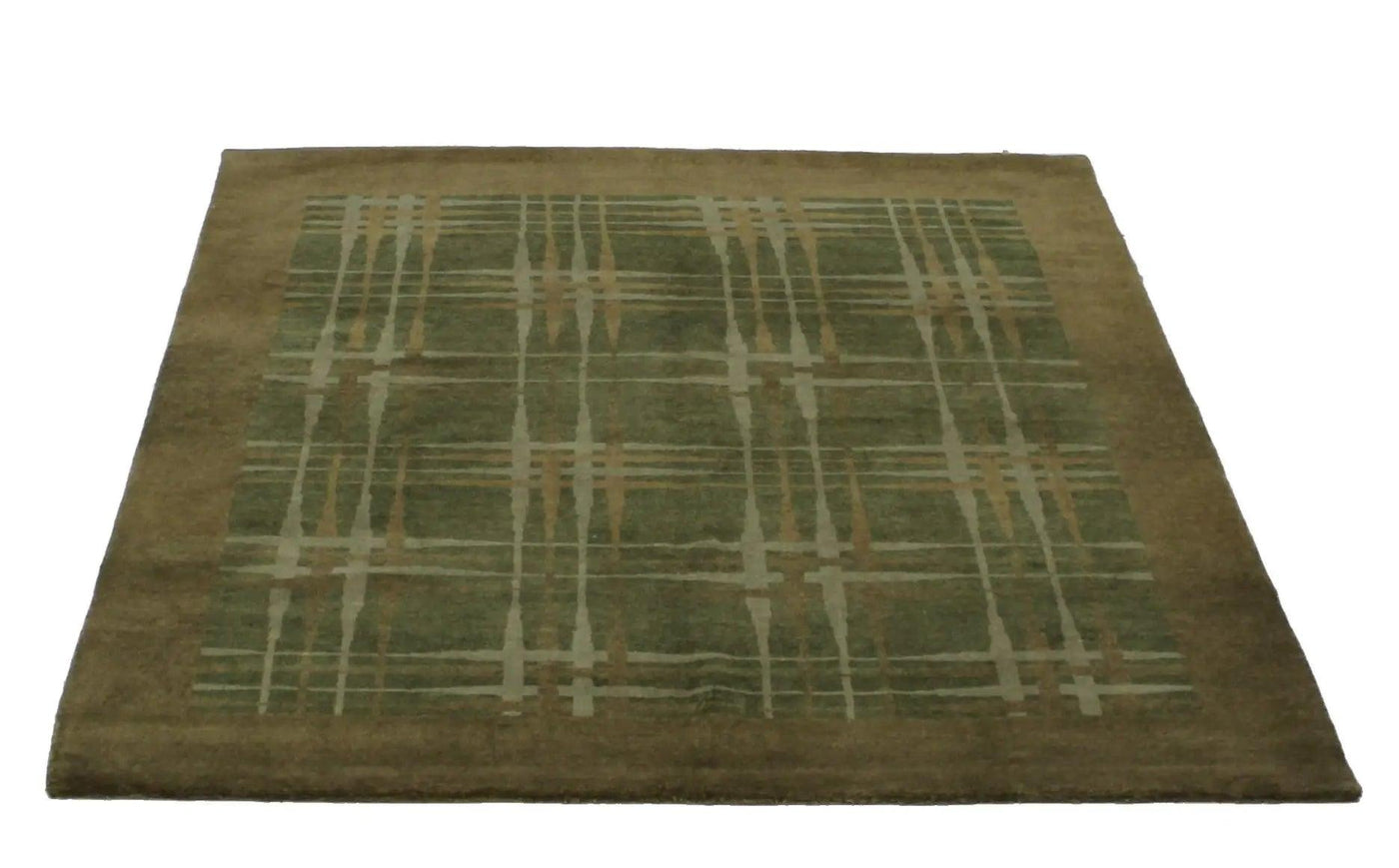 Canvello Hand Made Modern All Over Nepal Sino Rug - 4'6'' X 6'6'' - Canvello