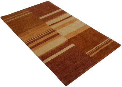 Canvello Hand Made Modern All Over Orange Indo Indo Rug - 2'11'' X 4'11'' - Canvello