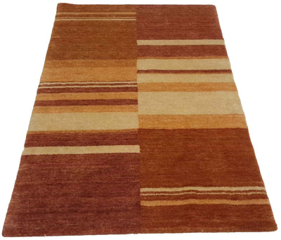 Canvello Hand Made Modern All Over Orange Indo Indo Rug - 2'11'' X 4'11'' - Canvello