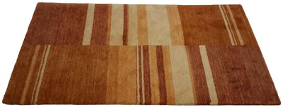 Canvello Hand Made Modern All Over Orange Indo Indo Rug - 2'11'' X 4'11'' - Canvello