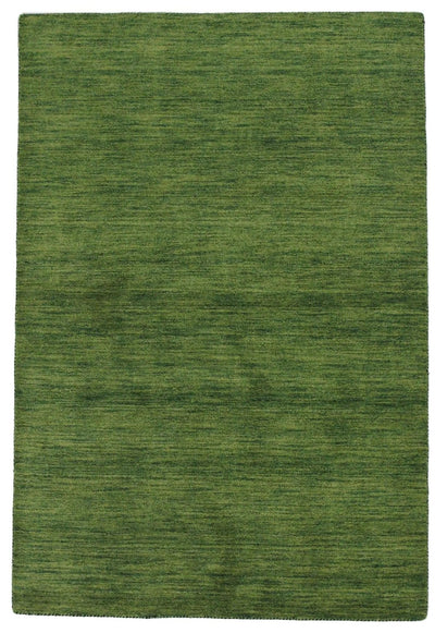 Canvello Hand Made Modern Indo All Over Green Background Green Border 100% Wool on Cotton - 4'1 '' X 6'0'' - Canvello