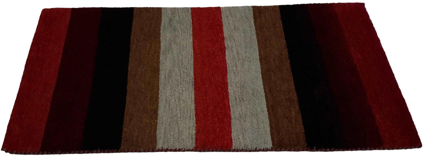 Canvello Hand Made Modern Indo Multi Color Background Multi Color Border 100% Wool on Cotton - 2'11 '' X 5'5'' - Canvello