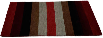 Hand Made Modern Indo Multi Color Background Multi Color Border 100% Wool on Cotton - 2'11 '' X 5'5''