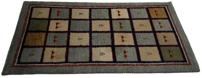 Canvello Hand Made Modern Panel Indo Gabbeh Rug - 3'0'' X 5'3'' - Canvello