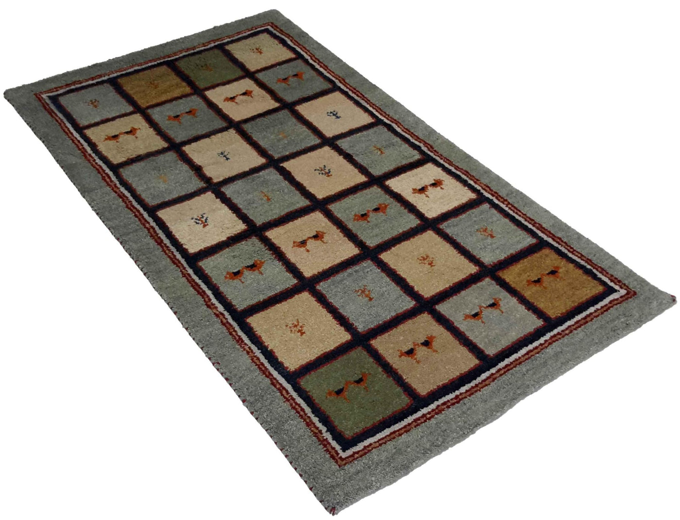 Canvello Hand Made Modern Panel Indo Gabbeh Rug - 3'0'' X 5'3'' - Canvello