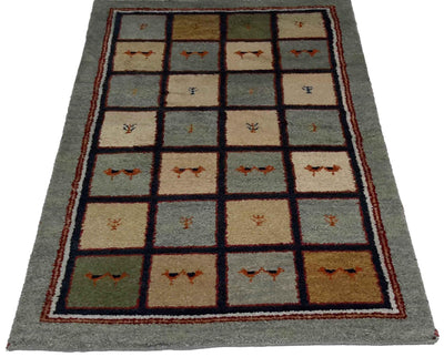 Canvello Hand Made Modern Panel Indo Gabbeh Rug - 3'0'' X 5'3'' - Canvello